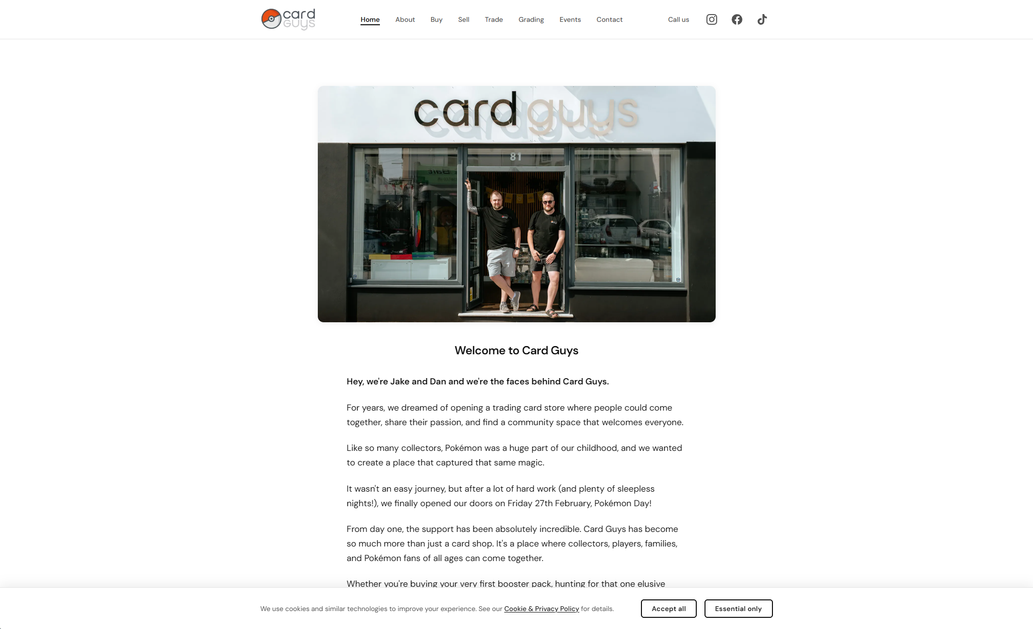 Card Guys website design by SwiftFrame Webworks